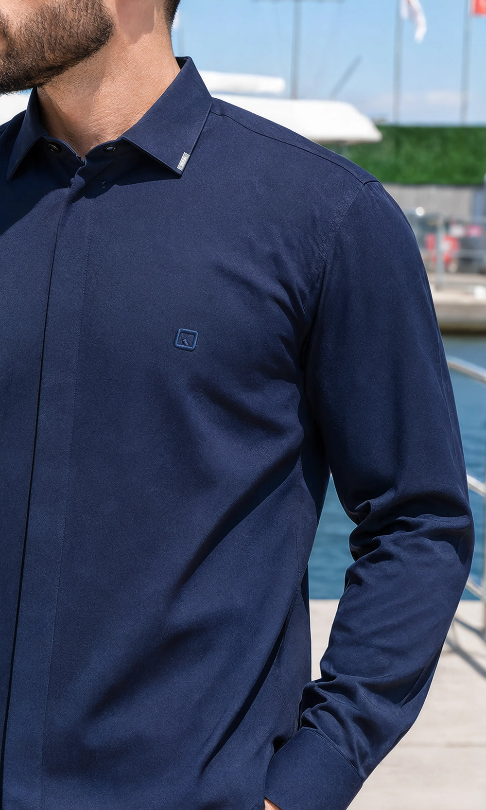 Chemise design QTT1014 bleu marine