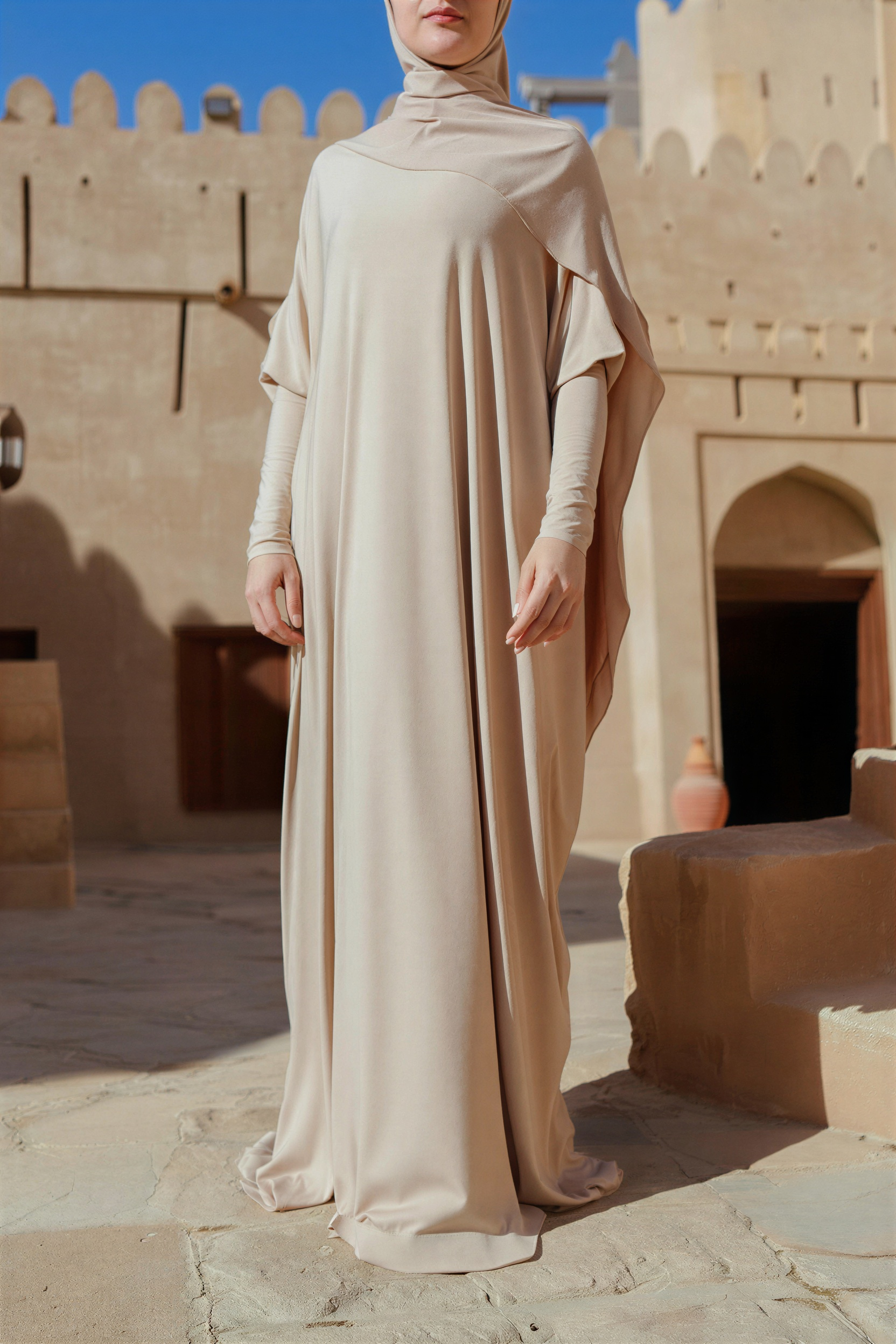 Abaya SB Relaxed Batwing en jersey AS015 beige