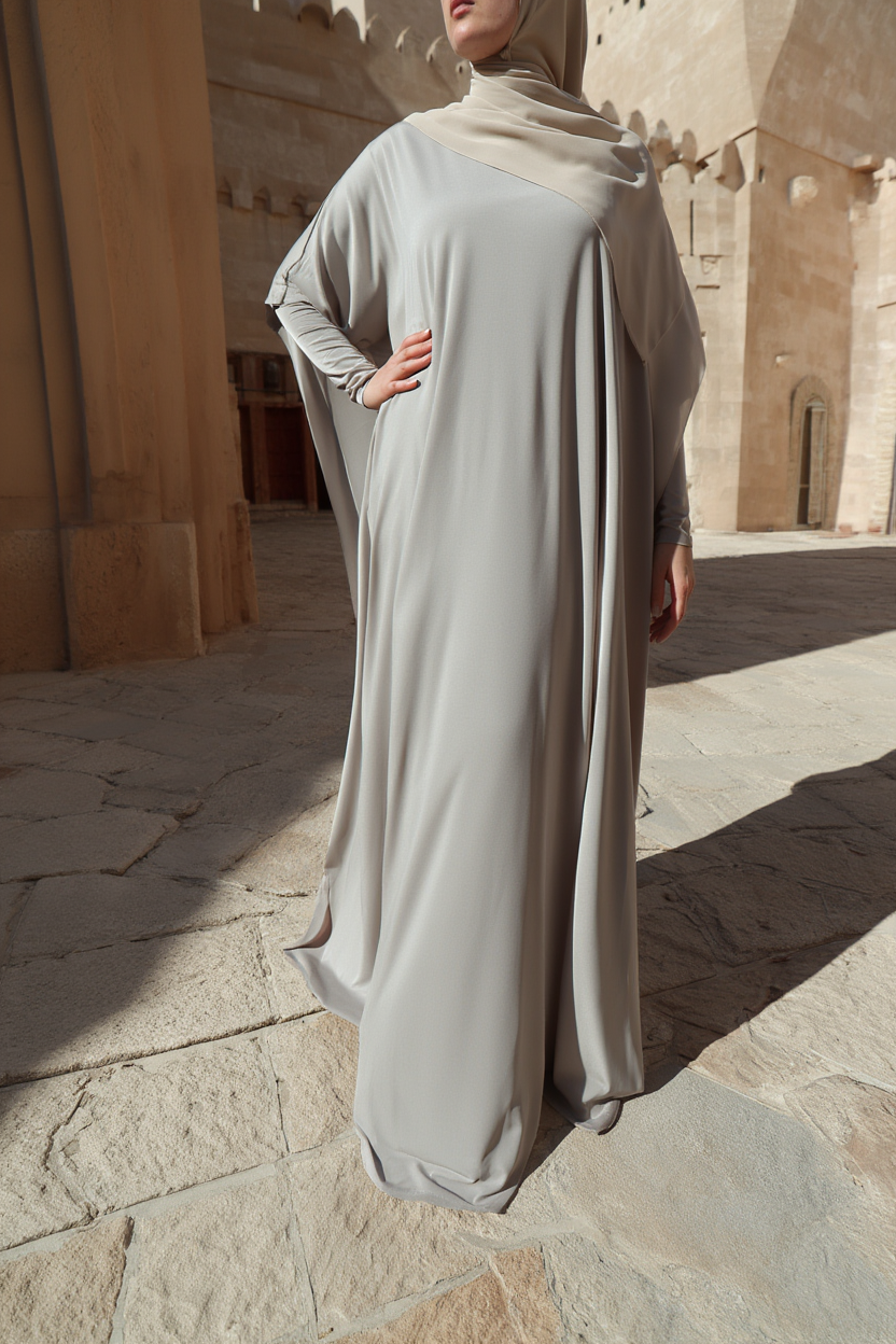 Abaya SB Relaxed Batwing Jersey AS015 en gris clair