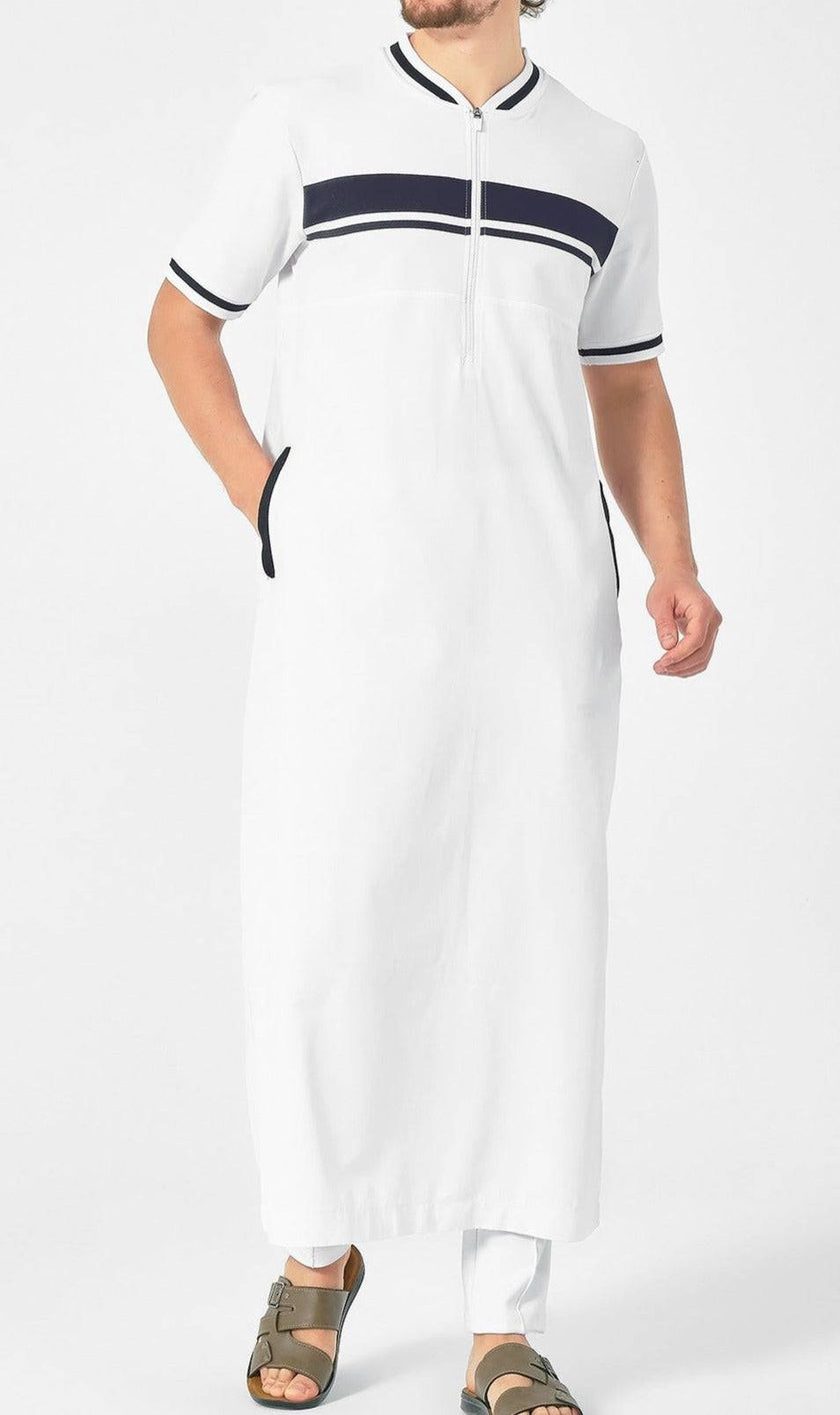 Thobe Kamees long pour homme QABA’IL en blanc