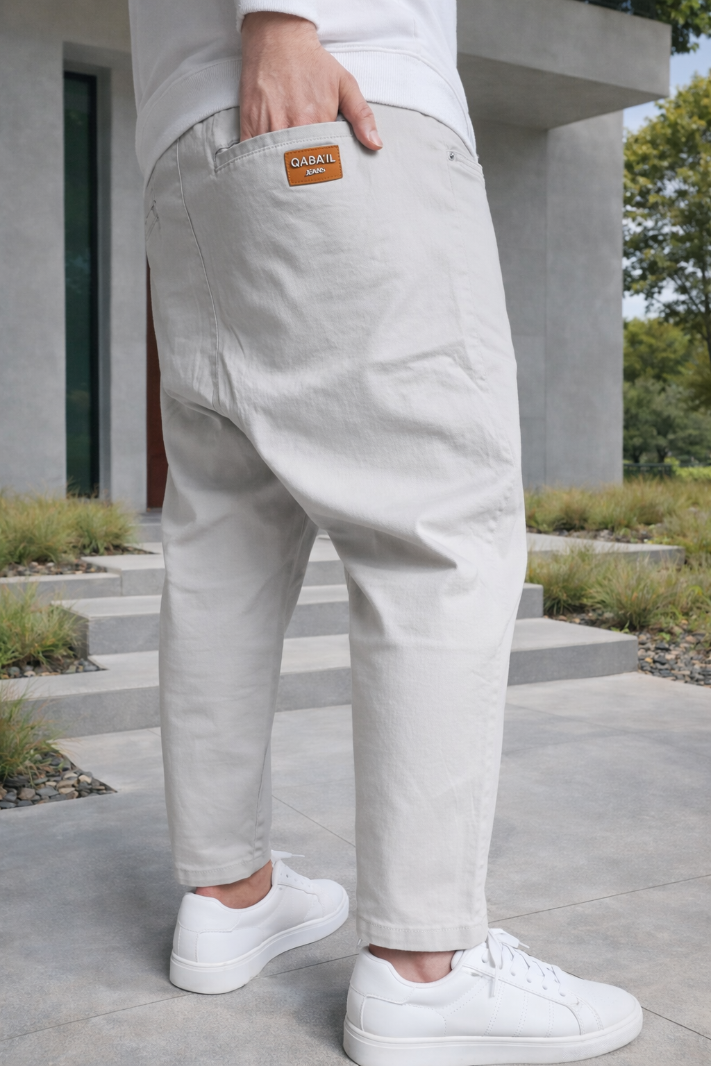 QL Sarouel Jean Stretch Coupe droite Gris clair