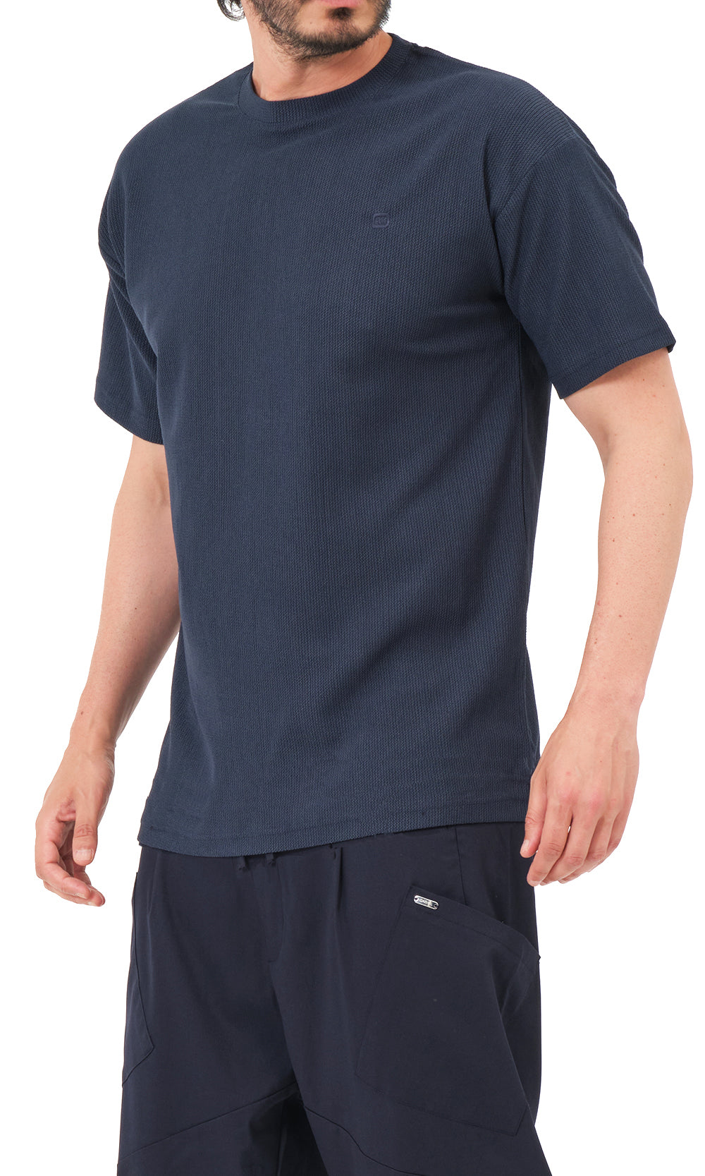 T-shirt oversize gaufré QTT3001 bleu marine