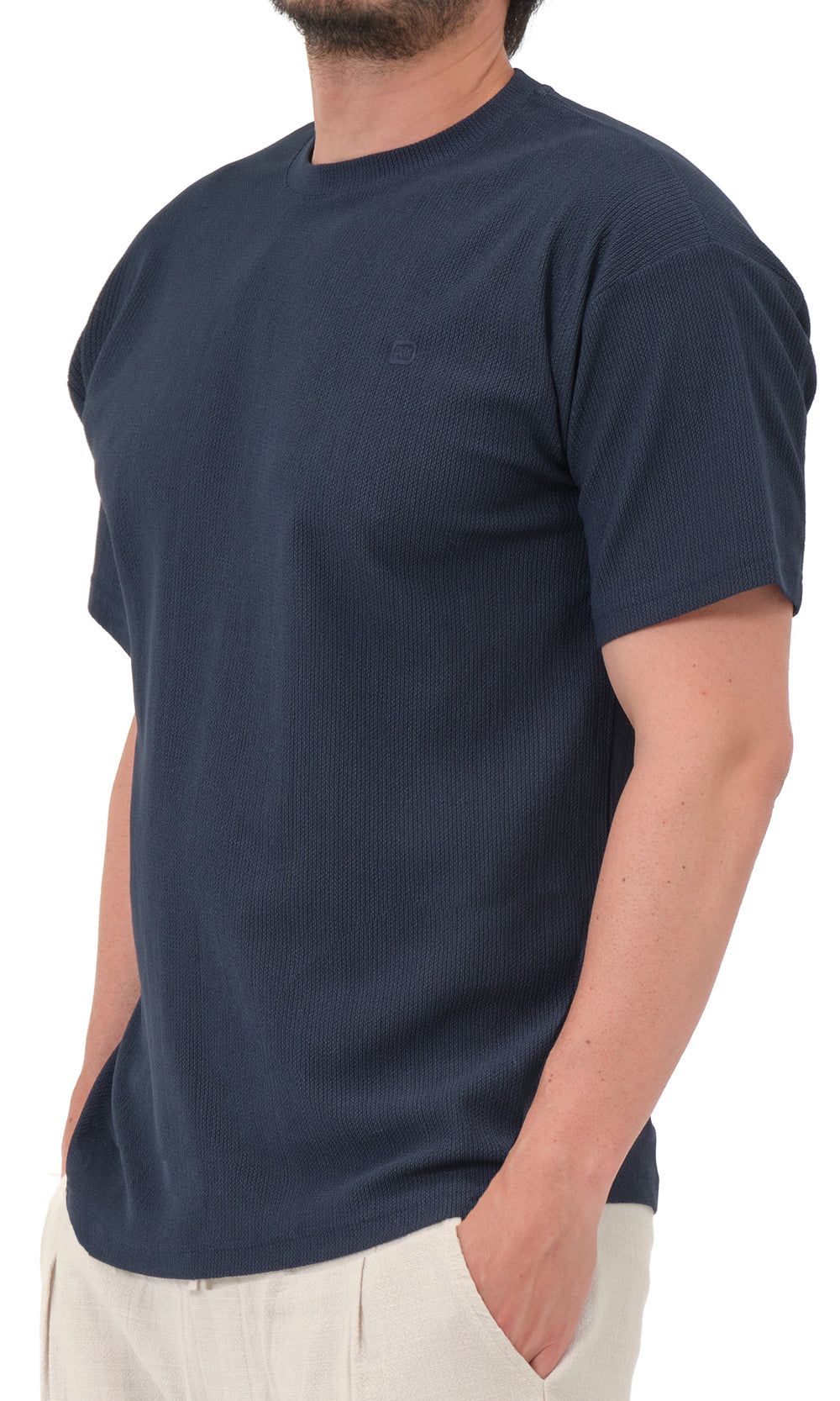 T-shirt oversize gaufré QTT3001 bleu marine