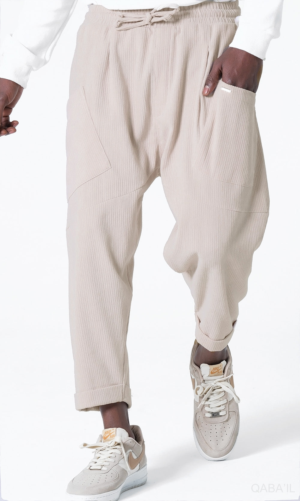 QL Sarouel Design Kadife en Beige