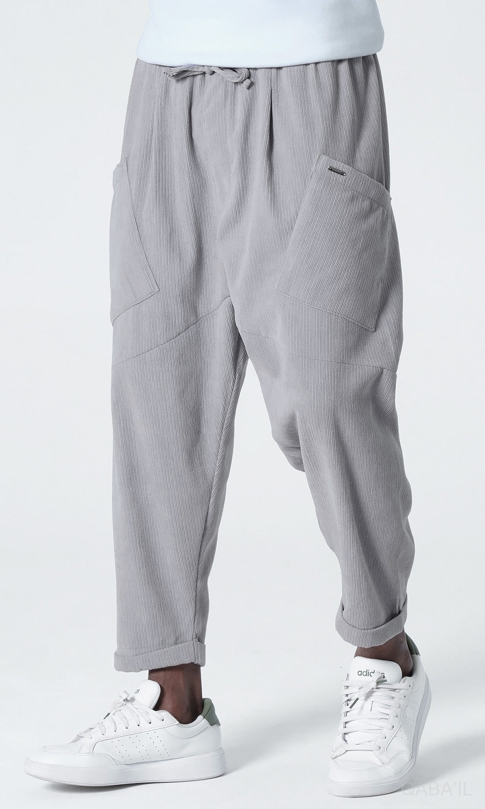 QL Sarouel Design Kadife en Gris Clair