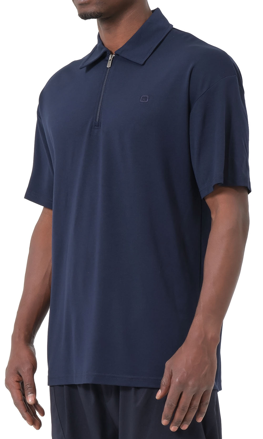 Polo zippé oversize QL bleu marine