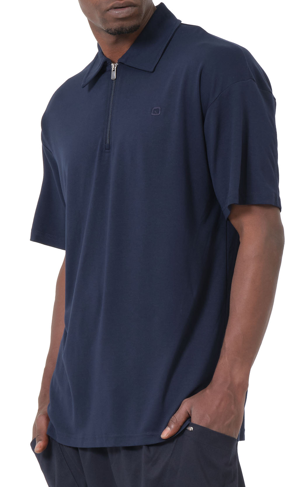 Polo zippé oversize QL bleu marine