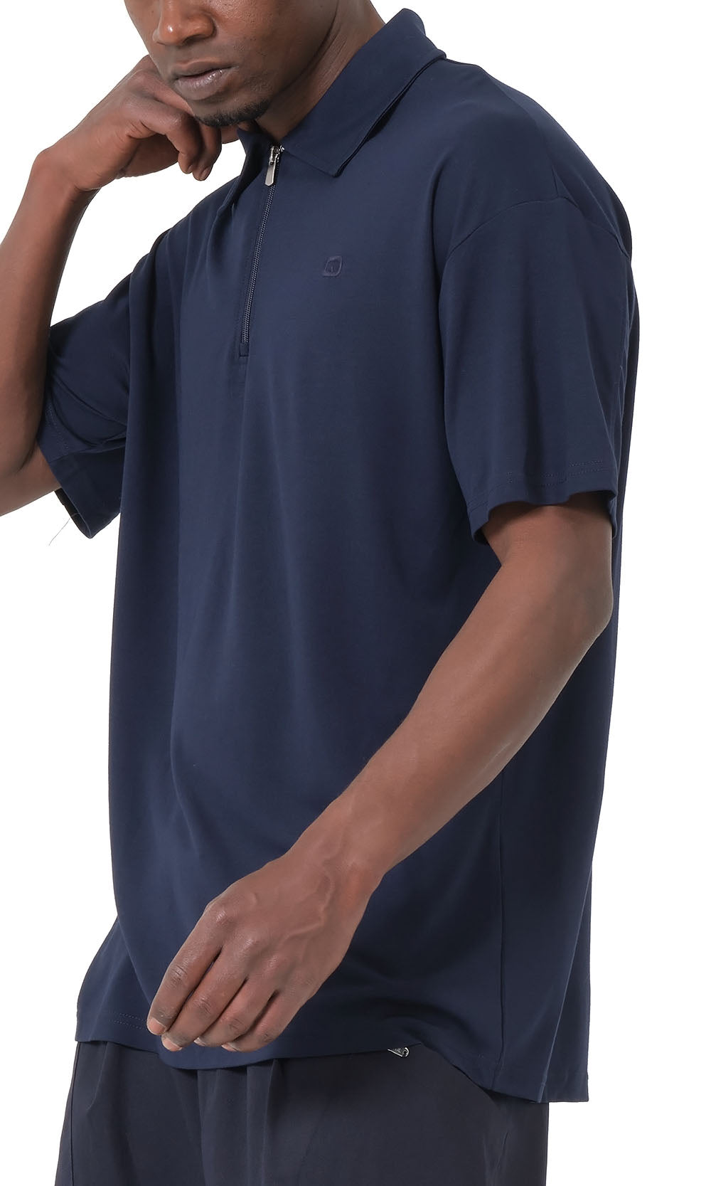 Polo zippé oversize QL bleu marine