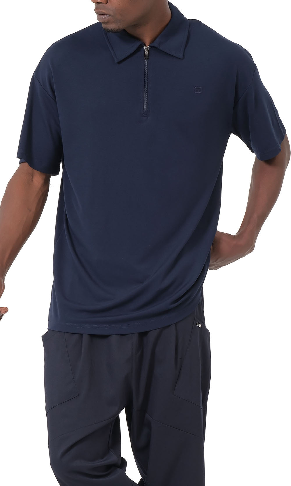 Polo zippé oversize QL bleu marine
