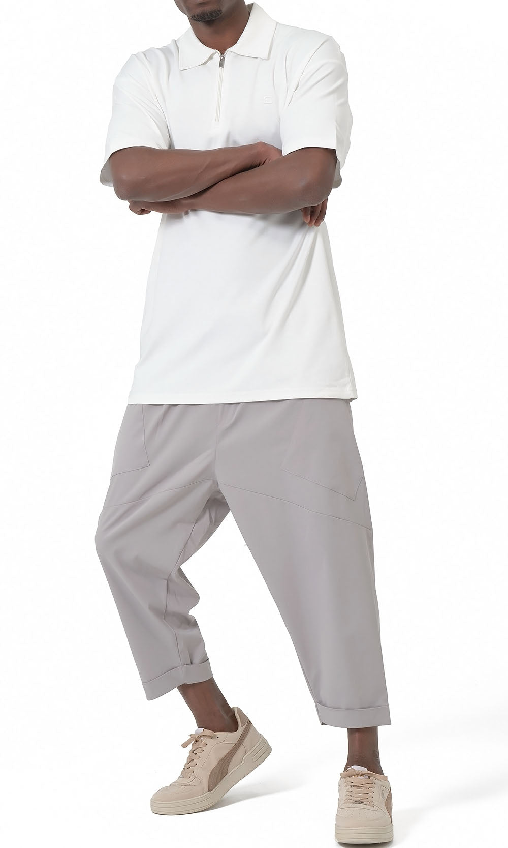 Polo zippé oversize QL couleur crème