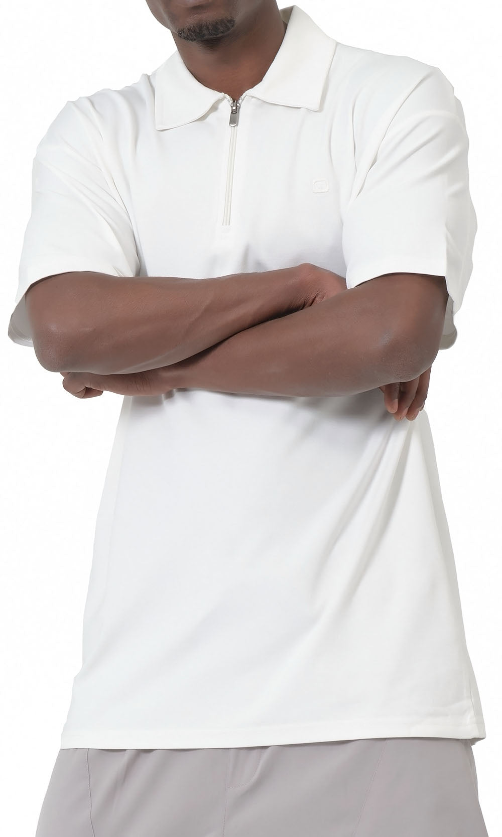 Polo zippé oversize QL couleur crème