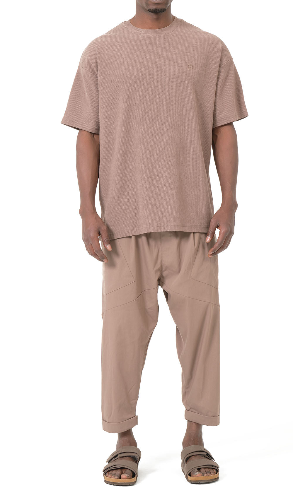 T-shirt oversize gaufré QTT3001 couleur taupe