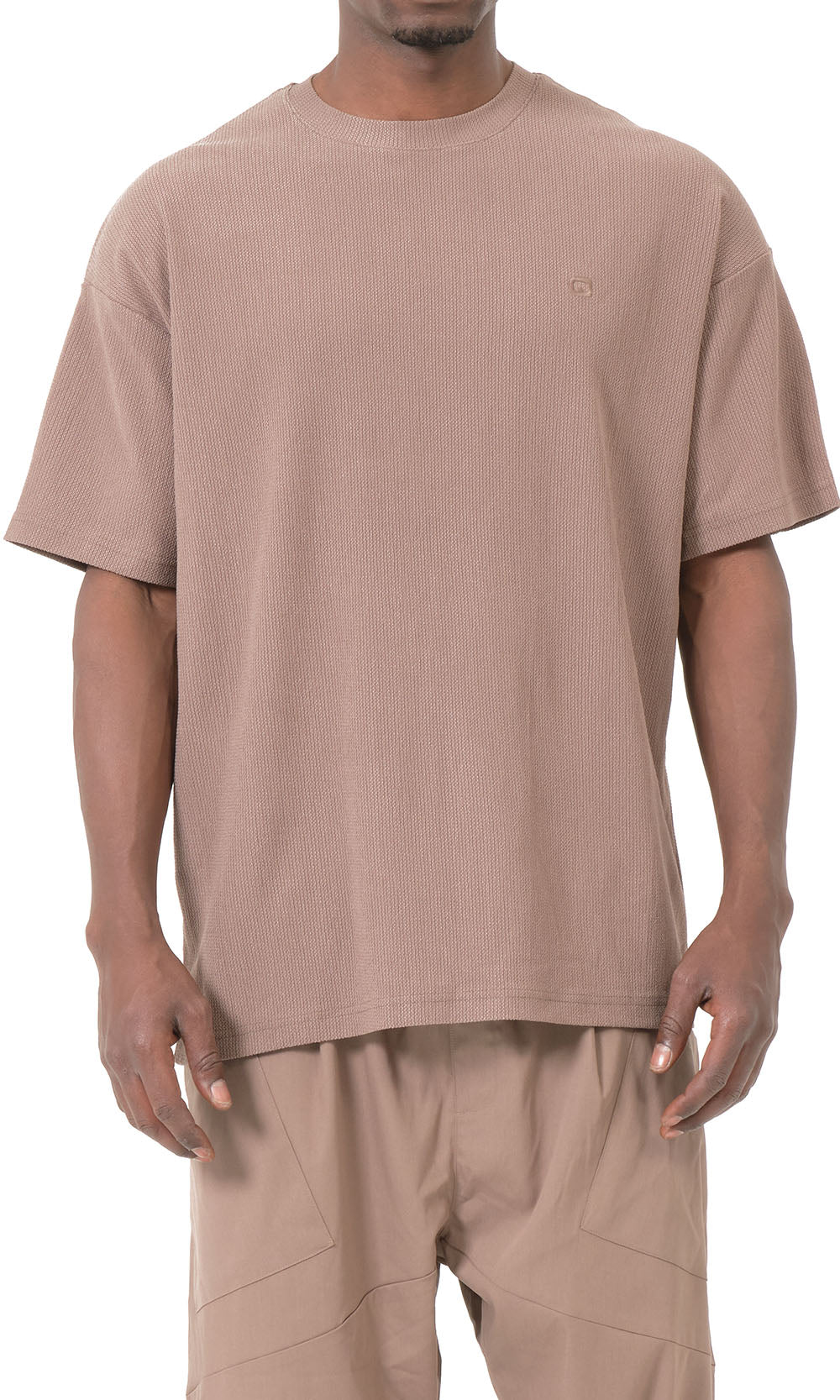 T-shirt oversize gaufré QTT3001 couleur taupe