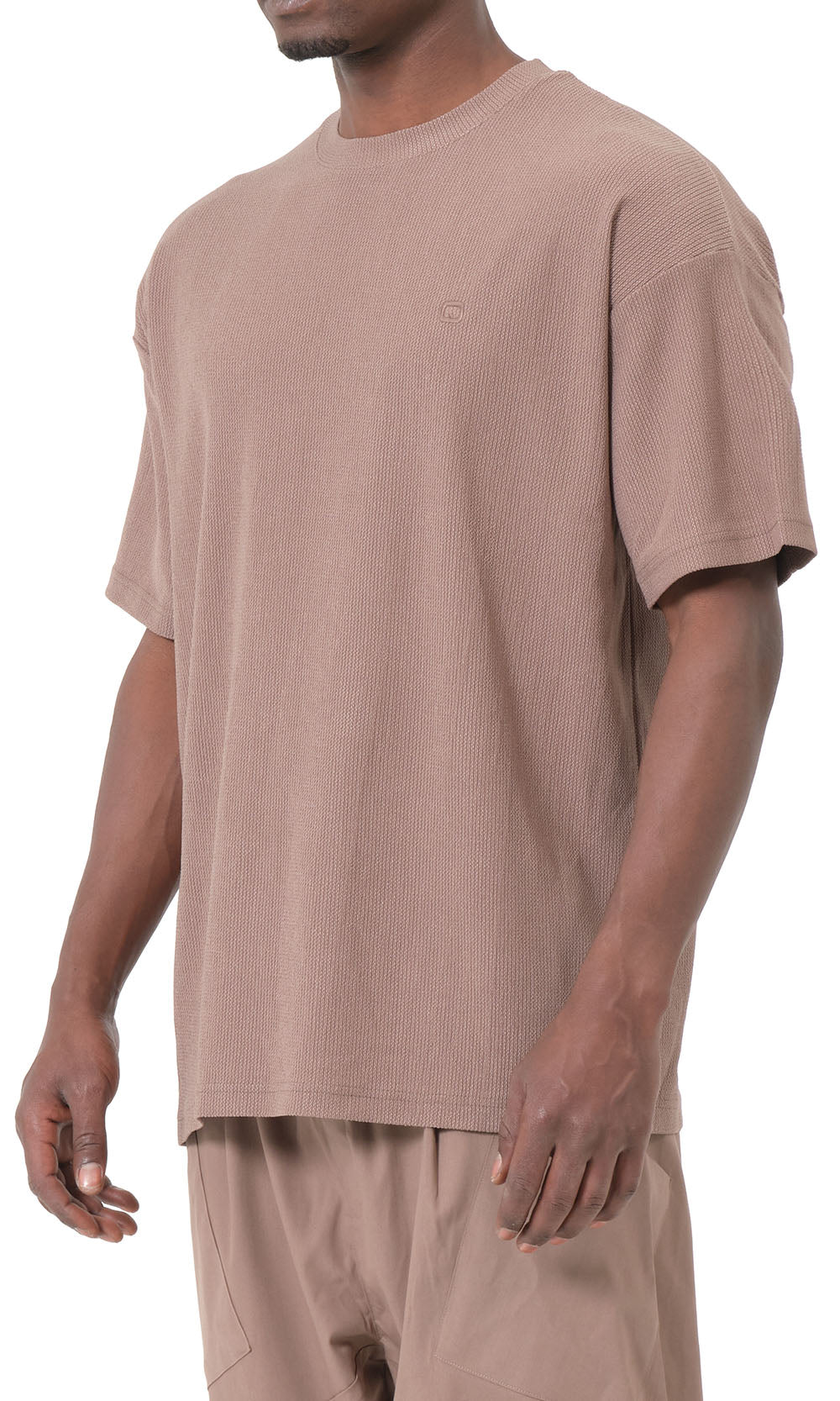 T-shirt oversize gaufré QTT3001 couleur taupe