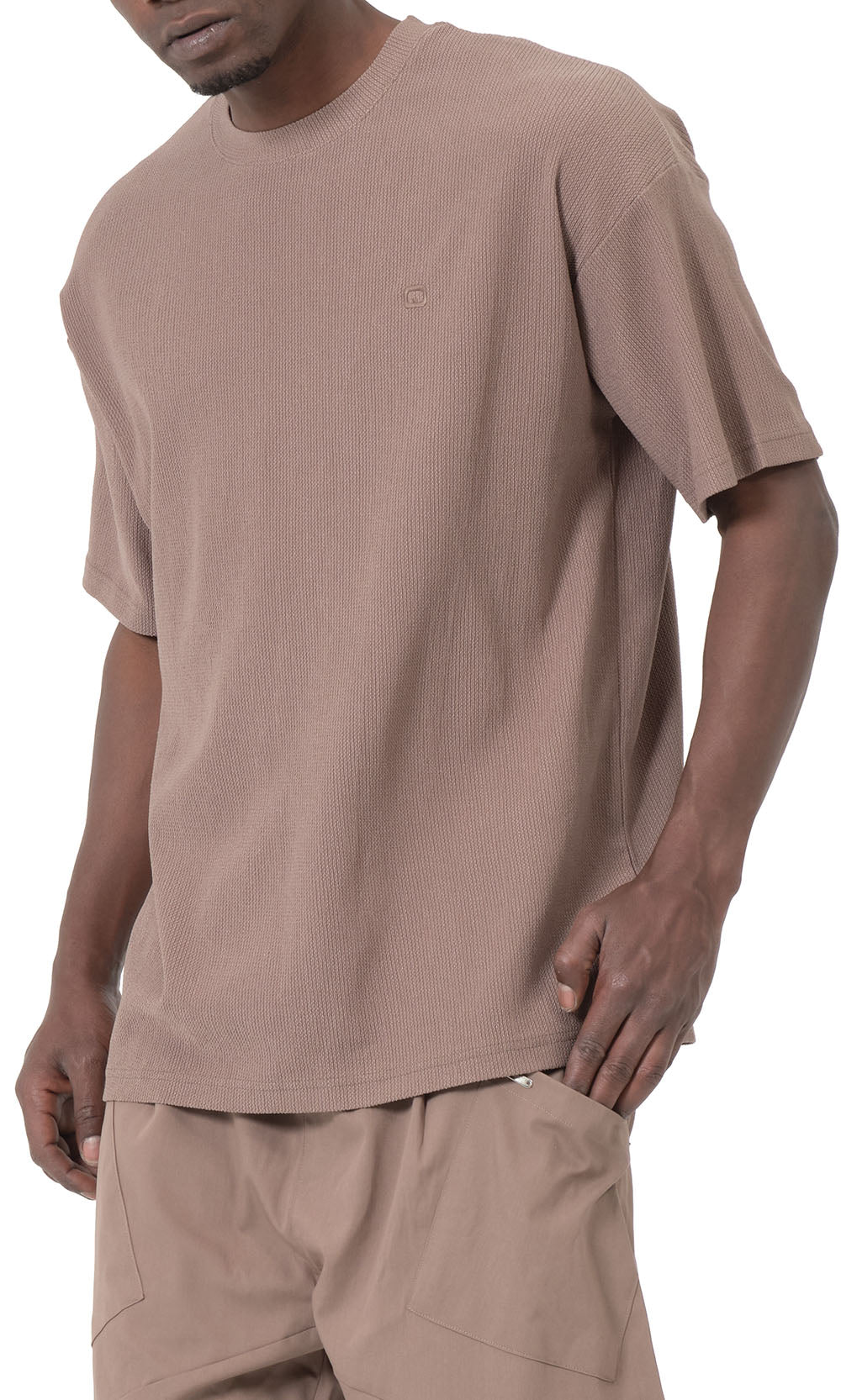 T-shirt oversize gaufré QTT3001 couleur taupe