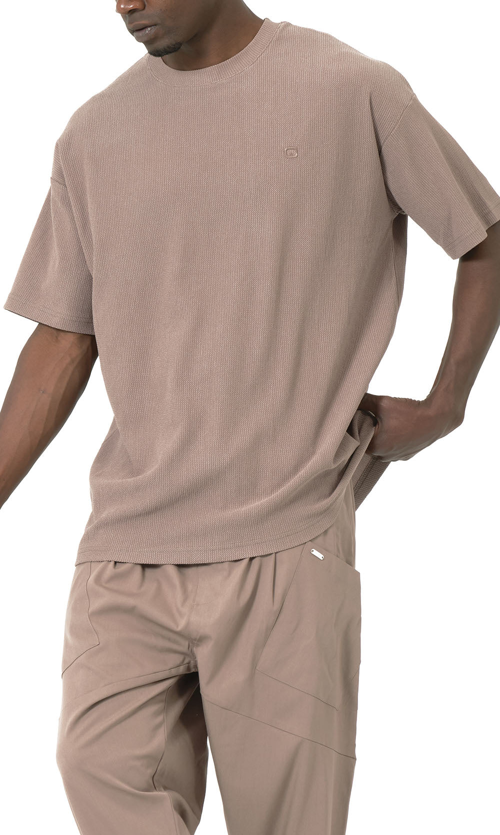 T-shirt oversize gaufré QTT3001 couleur taupe