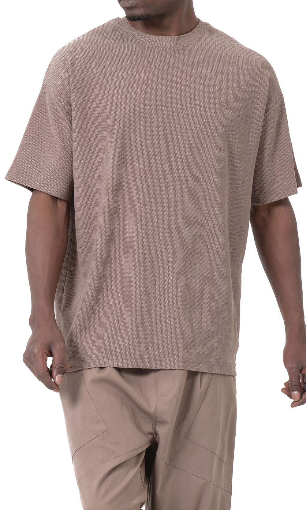 T-shirt oversize gaufré QTT3001 couleur taupe