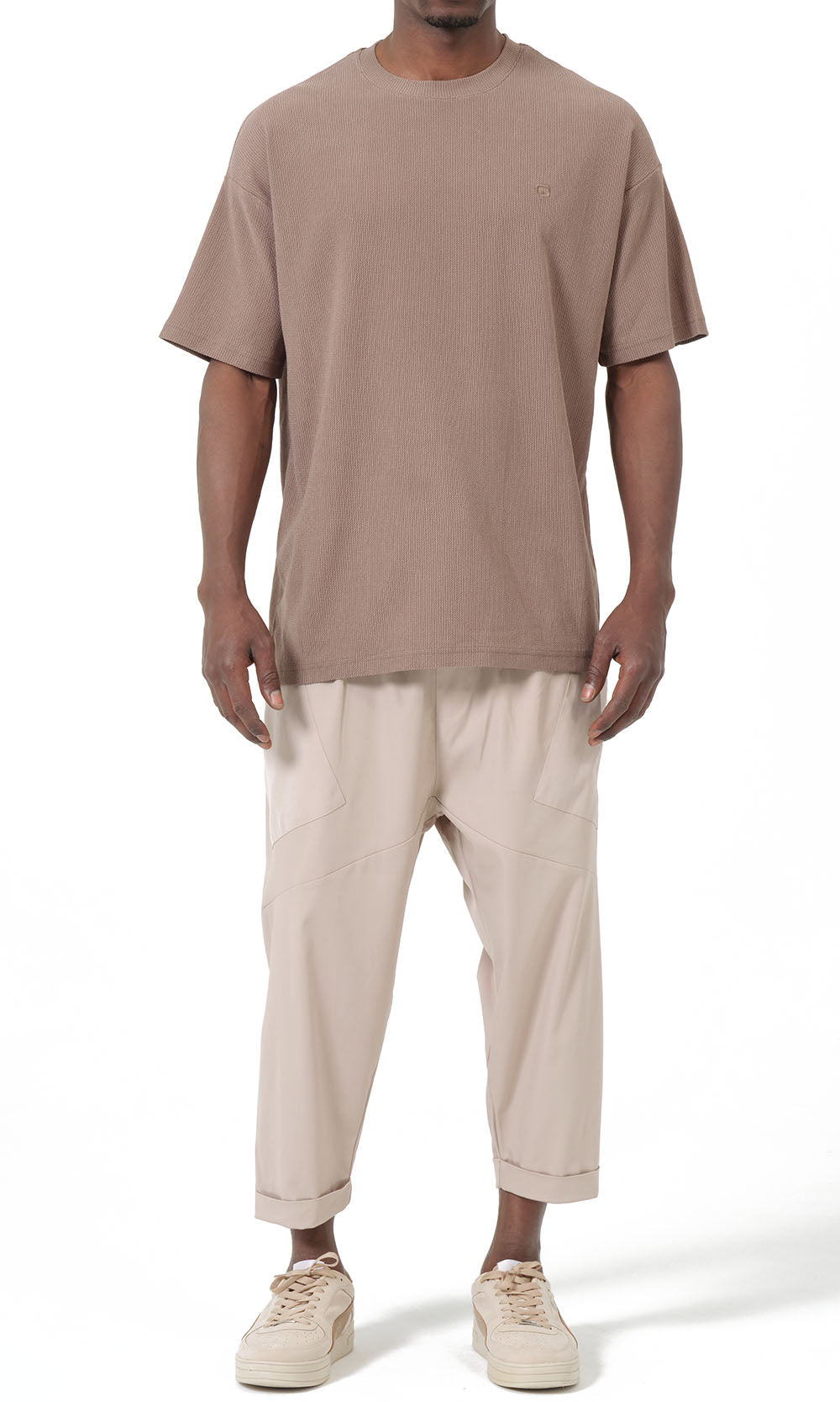 T-shirt oversize gaufré QTT3001 couleur taupe
