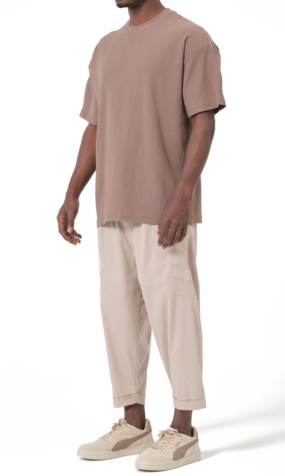 T-shirt oversize gaufré QTT3001 couleur taupe