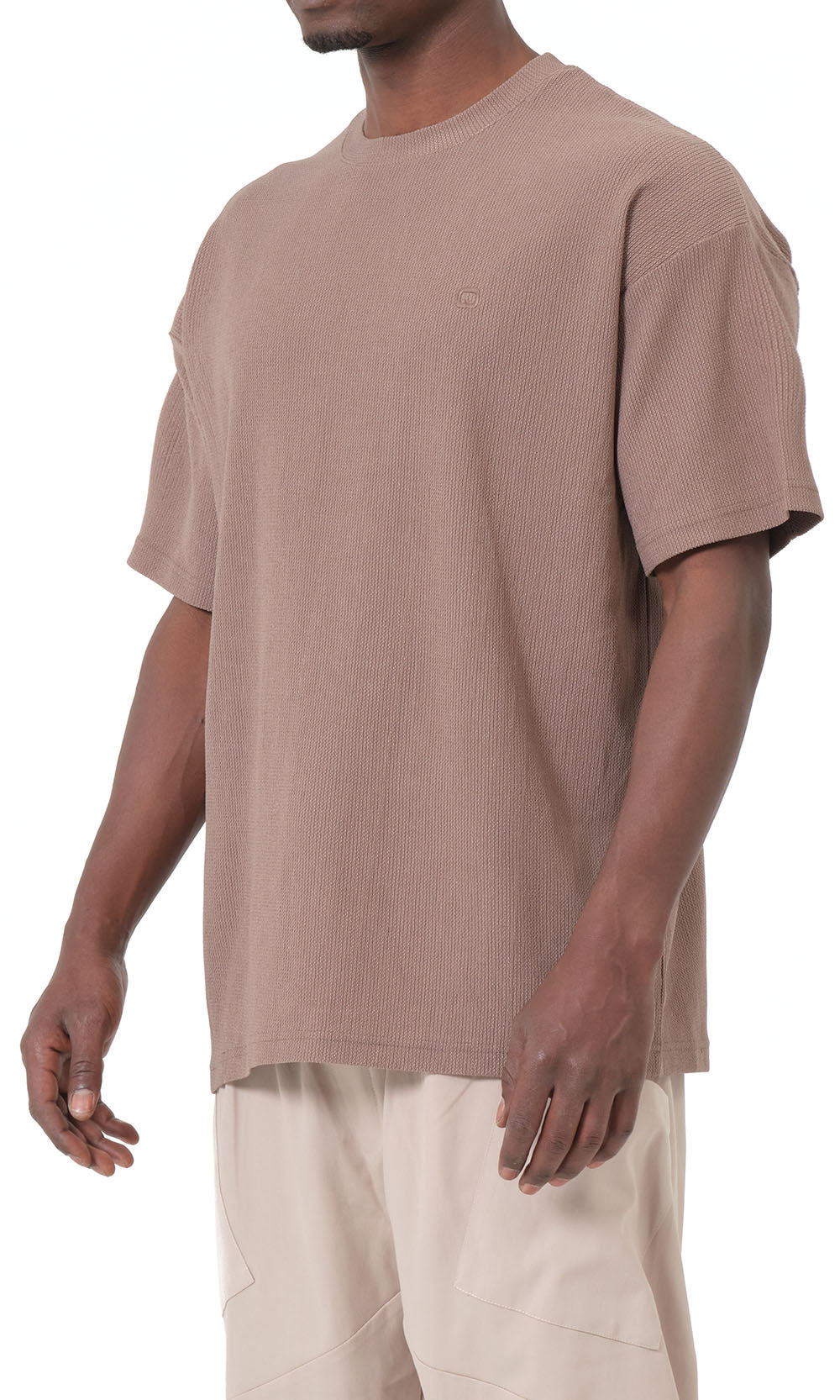 T-shirt oversize gaufré QTT3001 couleur taupe