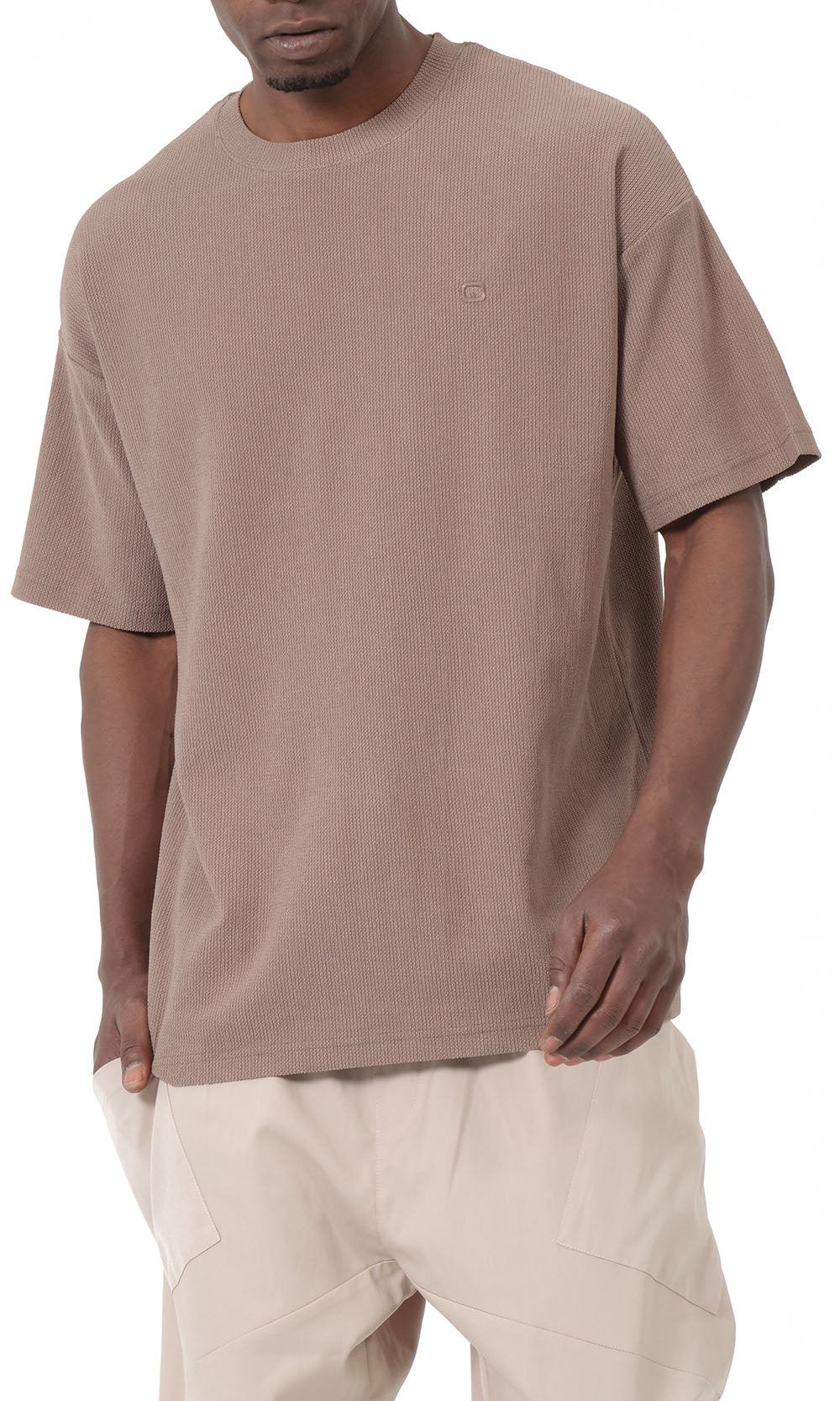 T-shirt oversize gaufré QTT3001 couleur taupe