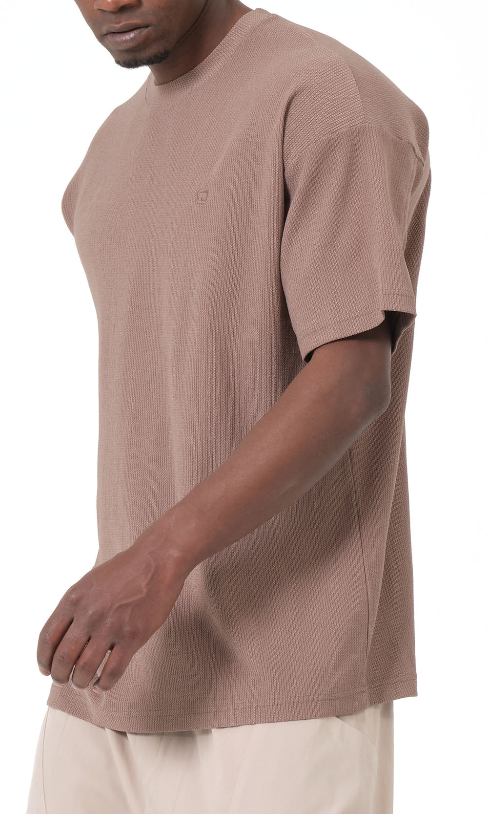T-shirt oversize gaufré QTT3001 couleur taupe
