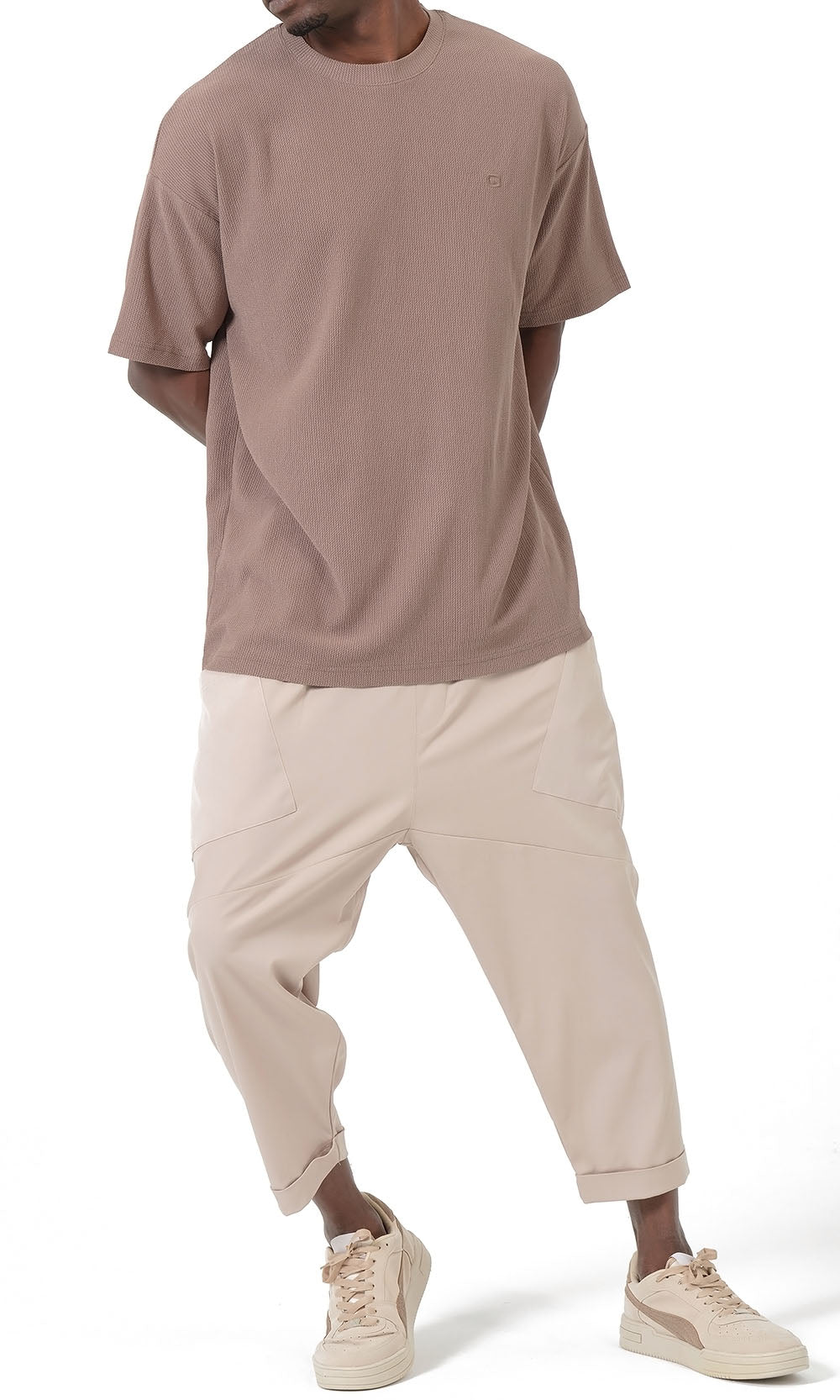T-shirt oversize gaufré QTT3001 couleur taupe