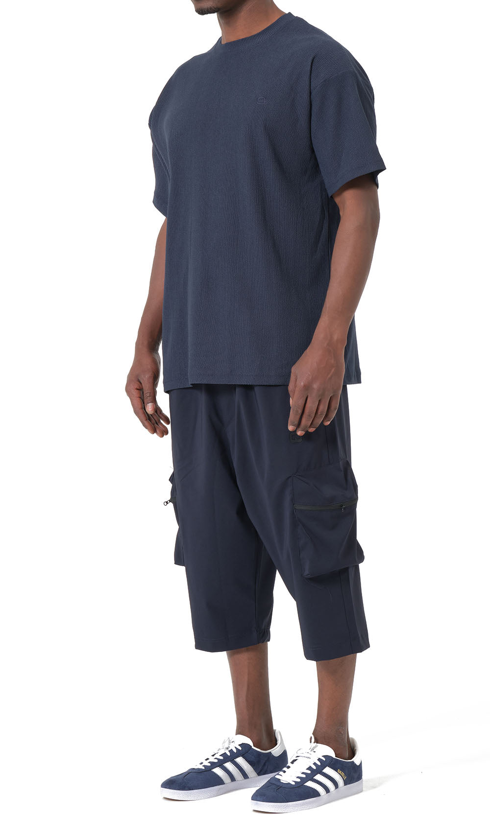 T-shirt oversize gaufré QTT3001 bleu marine
