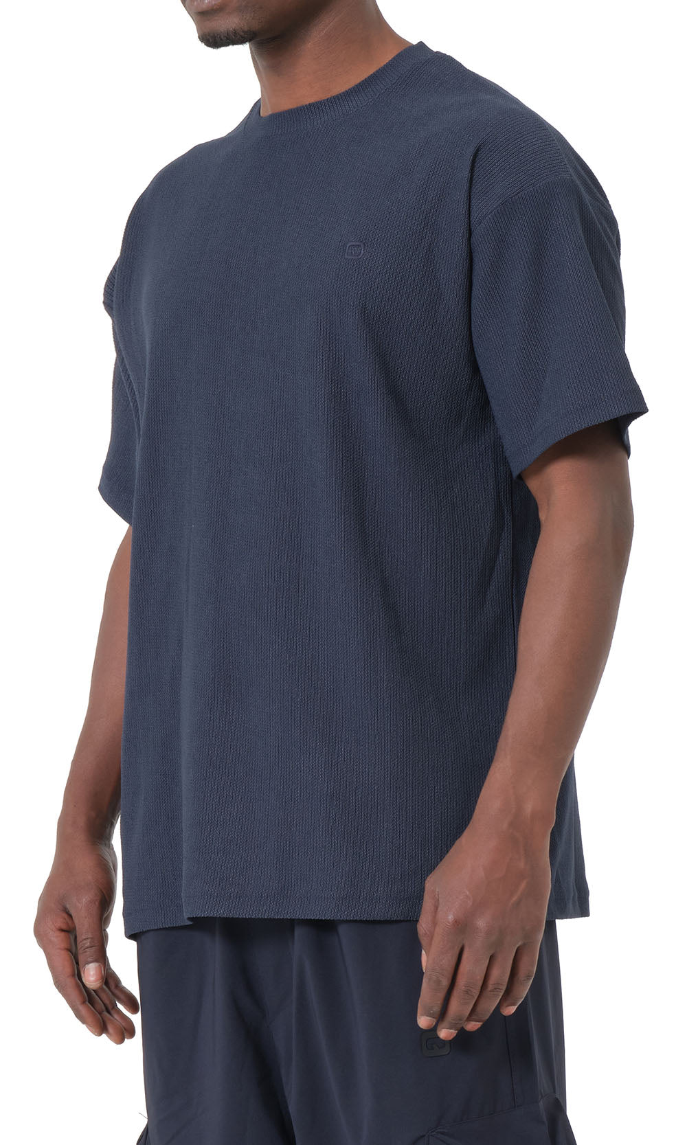 T-shirt oversize gaufré QTT3001 bleu marine