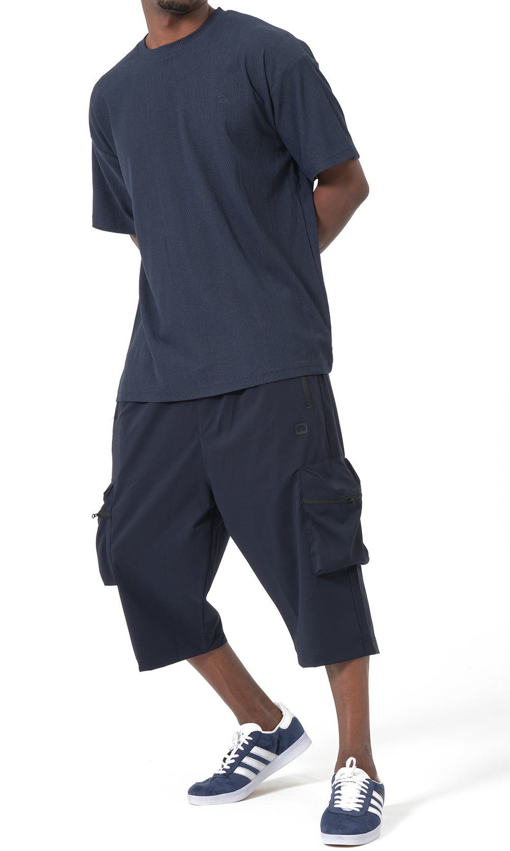T-shirt oversize gaufré QTT3001 bleu marine