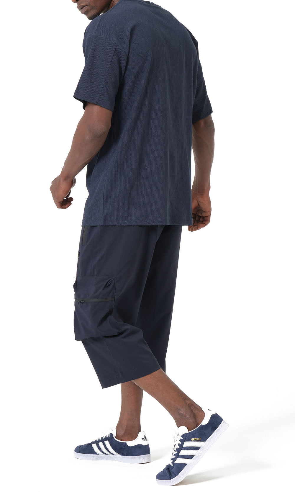 T-shirt oversize gaufré QTT3001 bleu marine