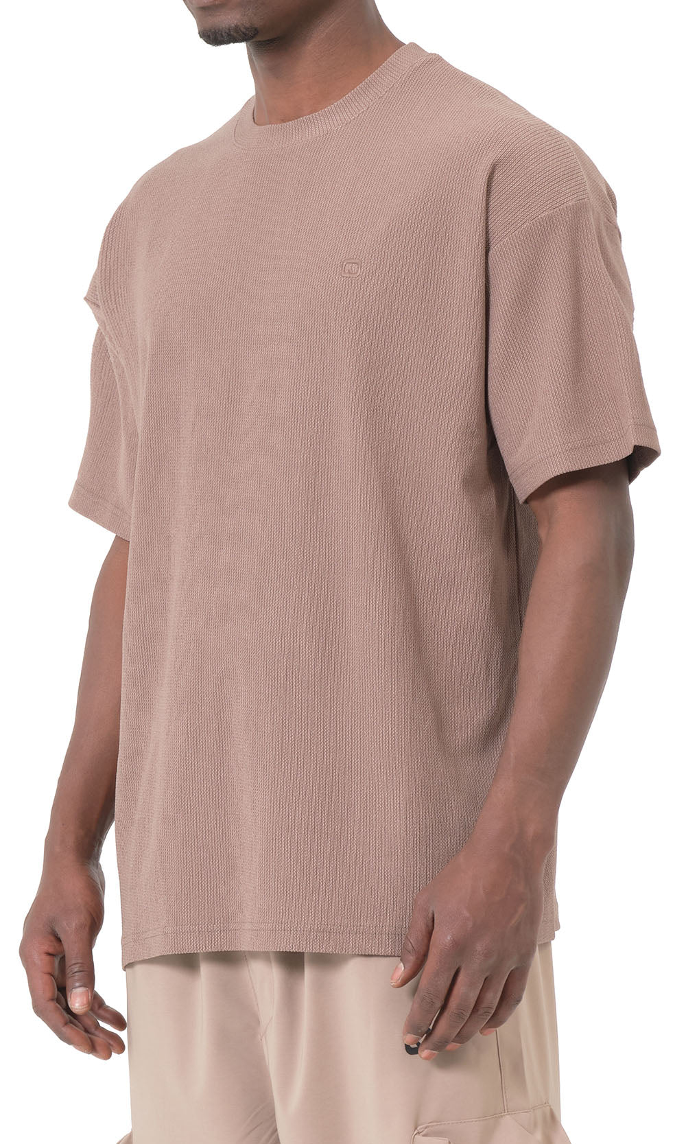 T-shirt oversize gaufré QTT3001 couleur taupe