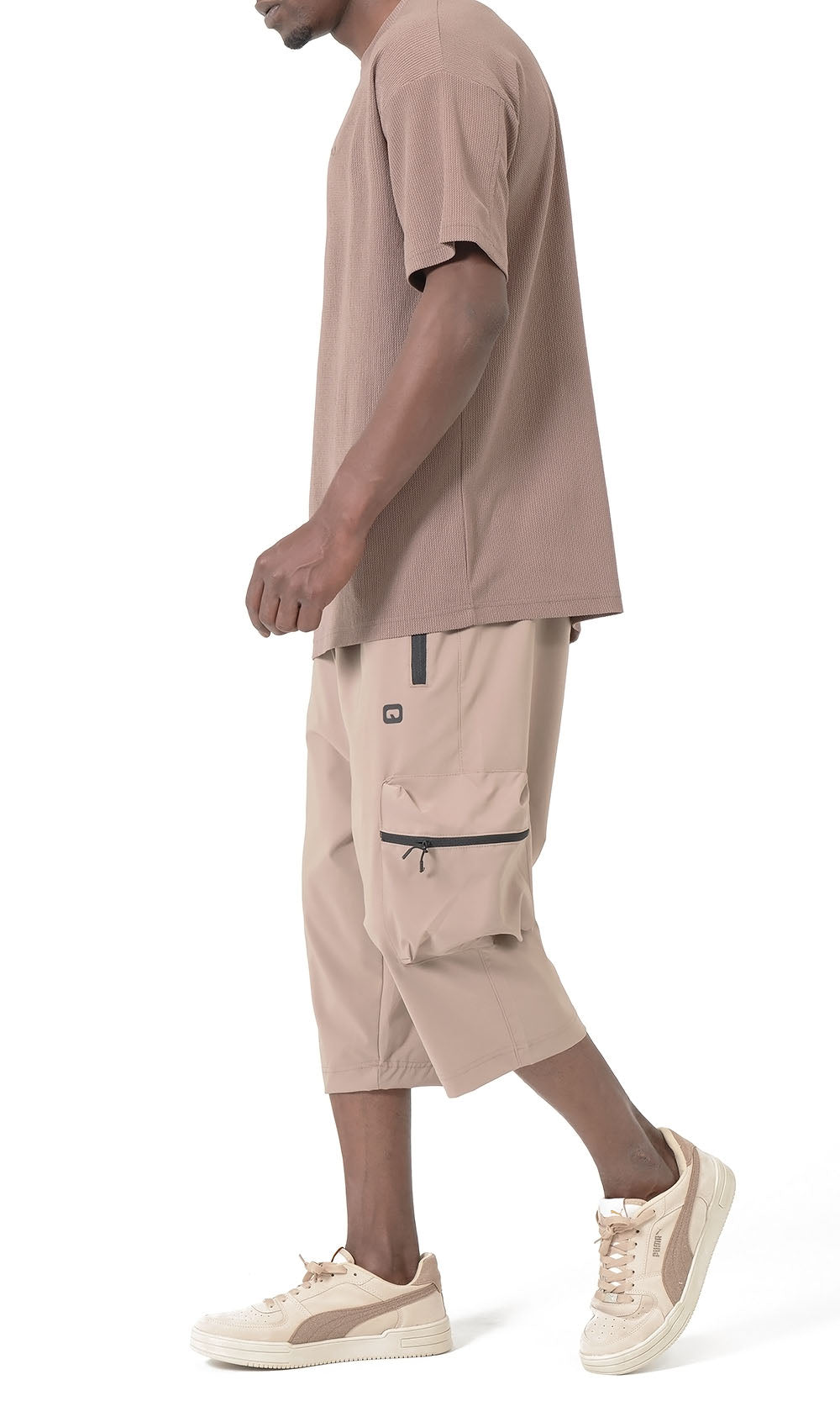 T-shirt oversize gaufré QTT3001 couleur taupe