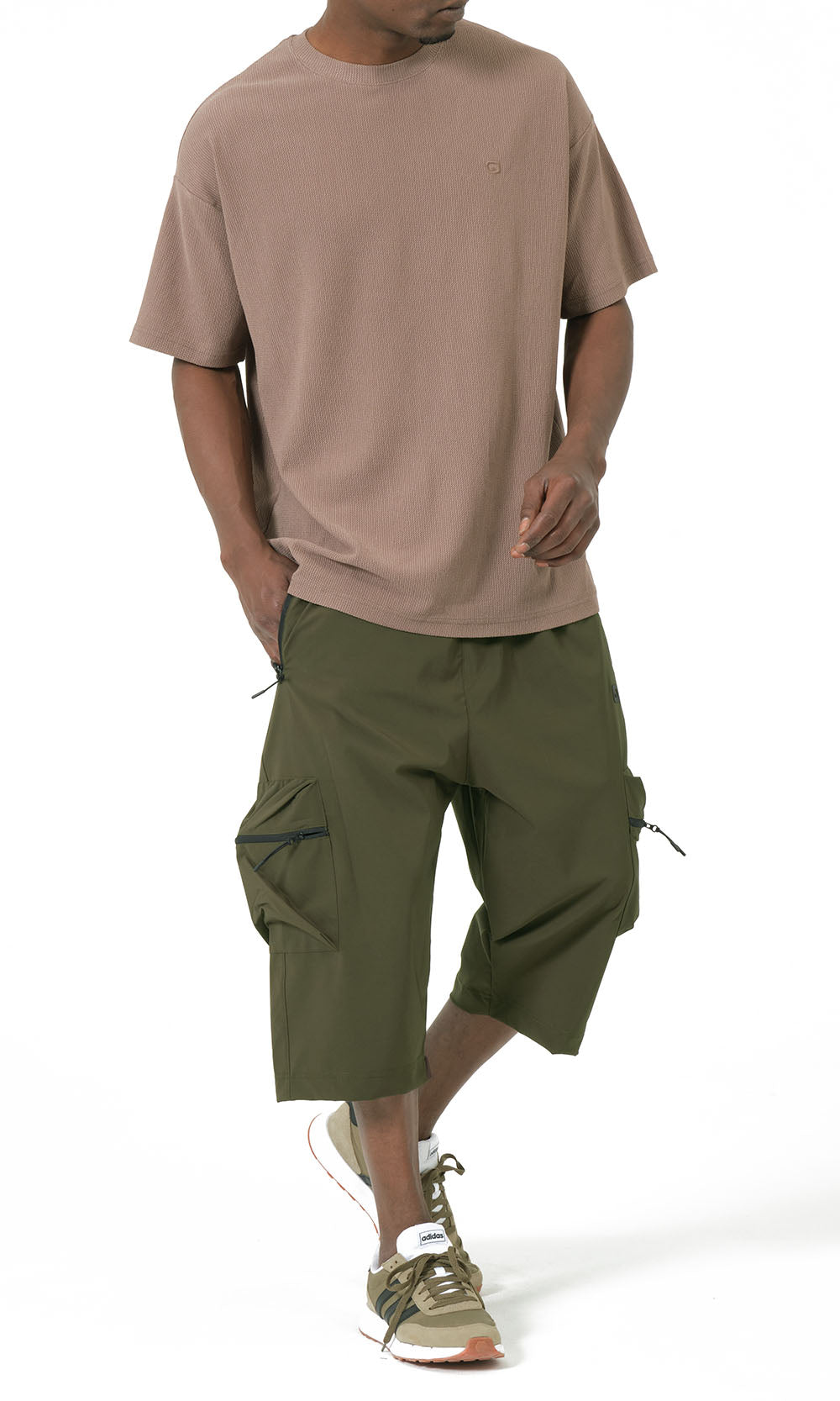 T-shirt oversize gaufré QTT3001 couleur taupe
