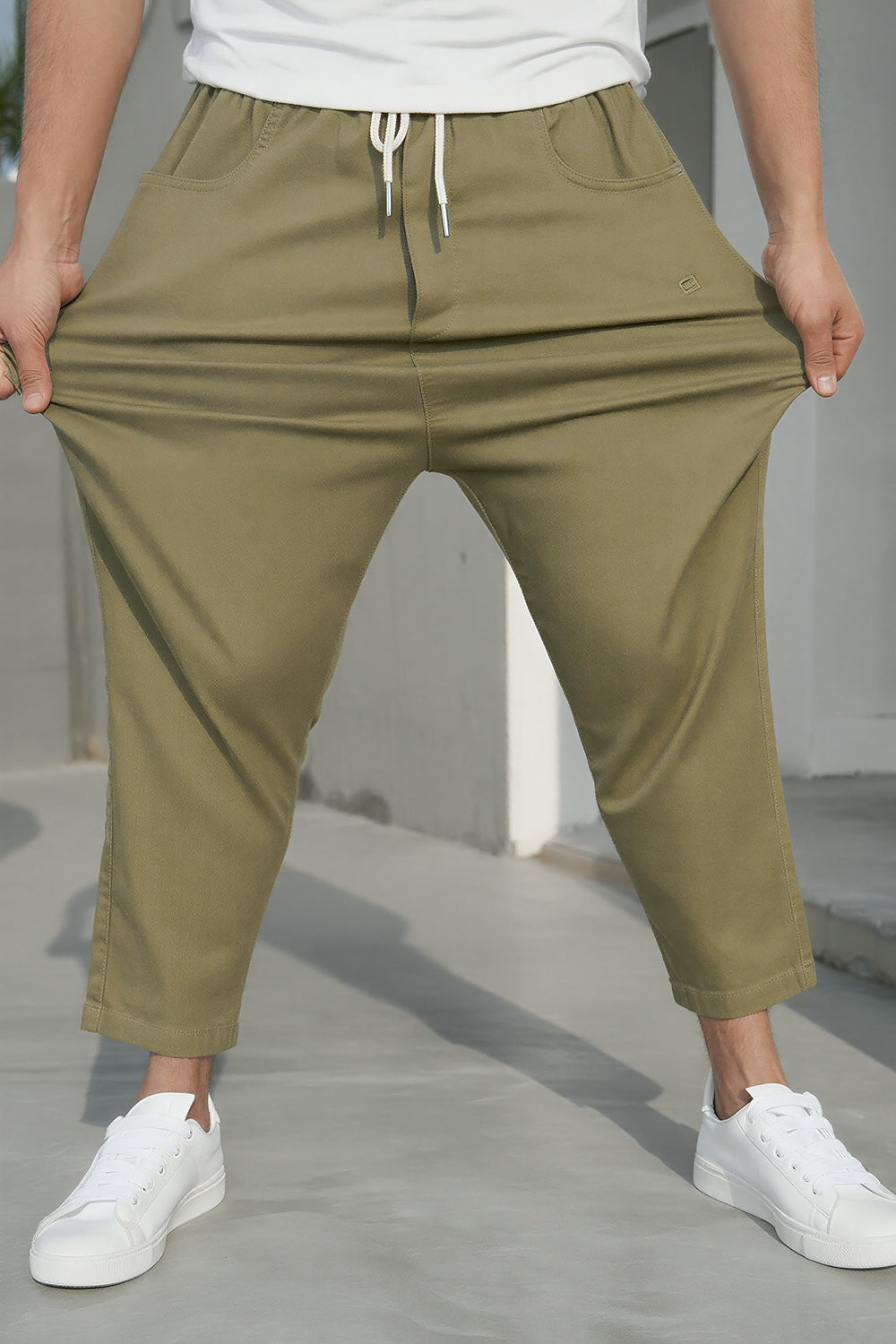 Jean sarouel stretch coupe droite QL kaki